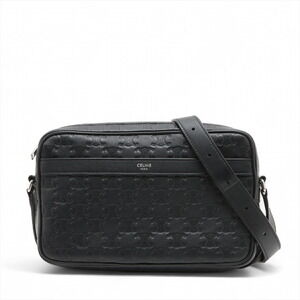 Celine Triomphe Leather Shoulder Bag Black